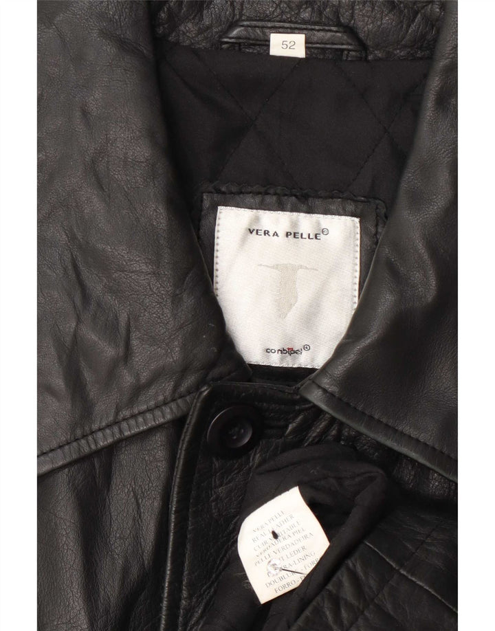 Conbipel Abrigo de cuero para hombre IT 52 Large Black