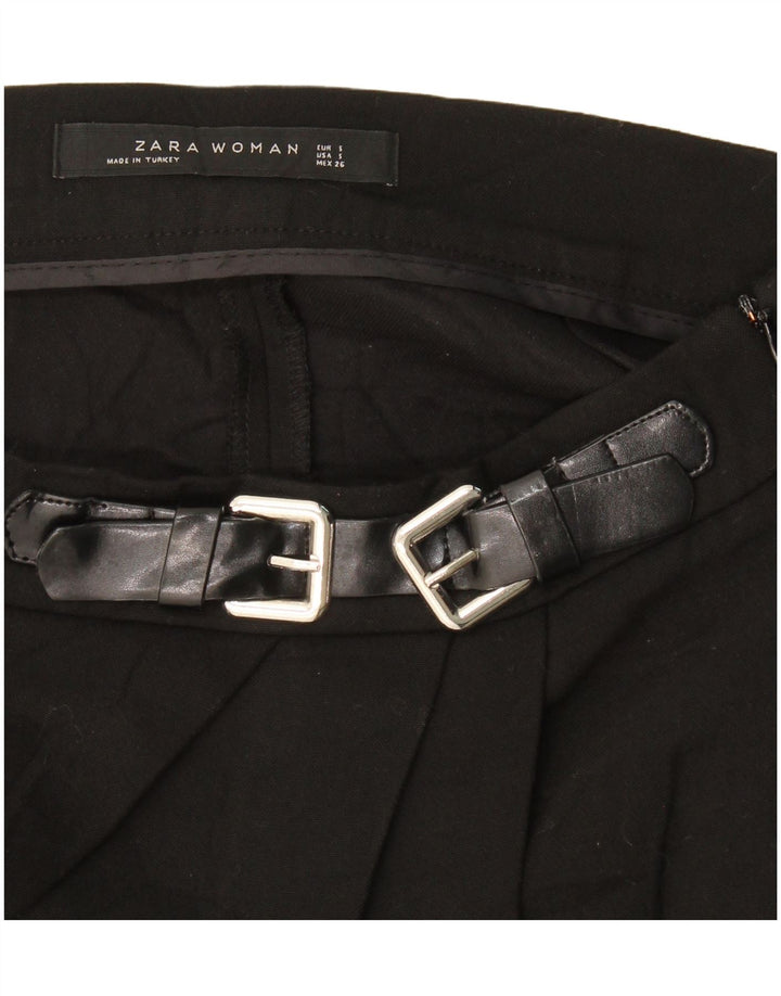 Zara Asymmetrischer Wickelrock für Damen, Größe S, W27, Schwarz