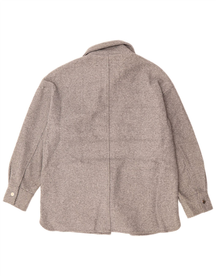Zara Womens Oversized Bomber Jacket UK 6 XS Grey Polyester