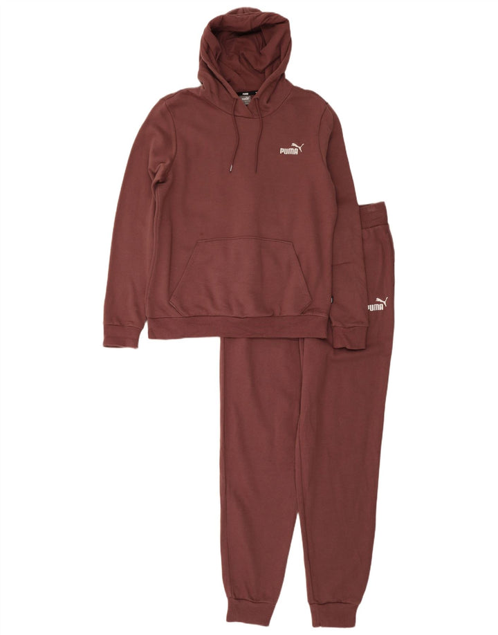 PUMA Womens Graphic Full Tracksuit UK 12 Medium Burgundy Cotton