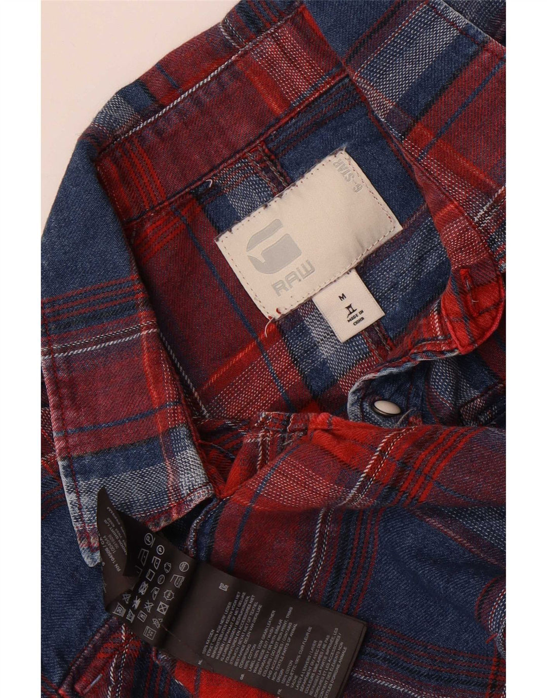 G-Star Mens Shirt Medium Blue Check Cotton