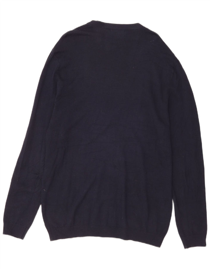 Zara Mens Cardigan Sweater Large Navy Blue