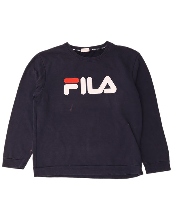 Fila moletom gráfico feminino jumper UK 18 XL azul marinho algodão