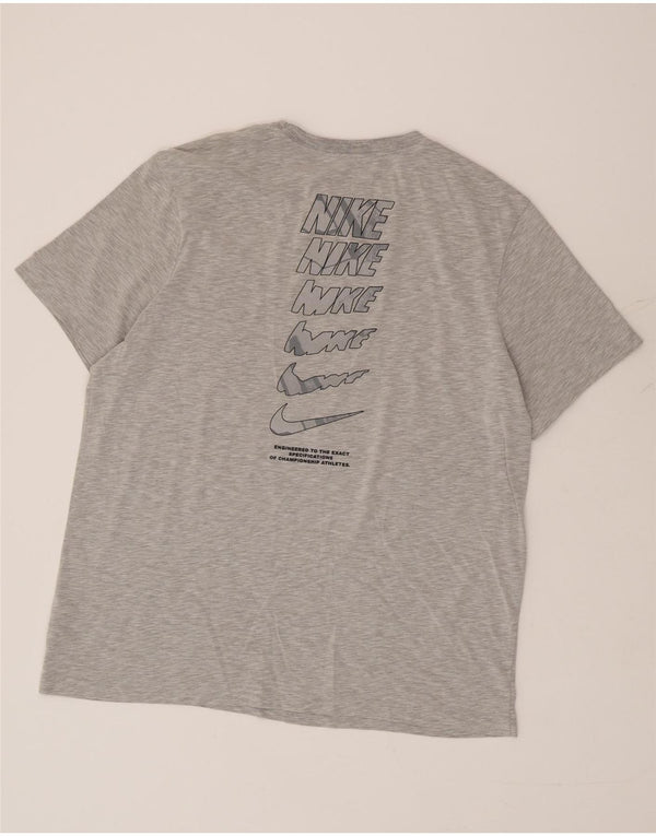 Nike Herre Dri Fit Grafisk T-Shirt Top XL Grå Bomuld
