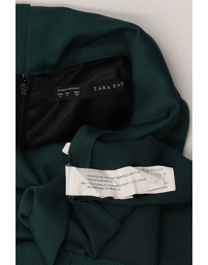 Zara Kvinders Ærmeløs Skede Kjole UK 10 Lille Grøn Polyester