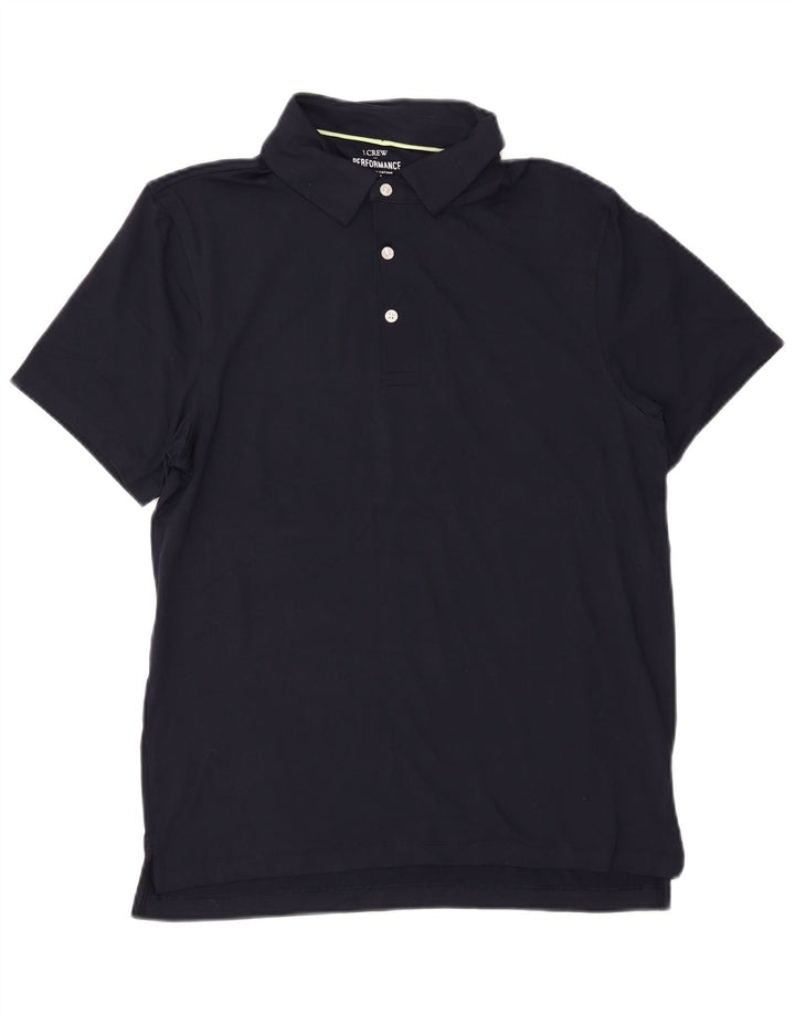 J. CREW Mens Polo Shirt Medium Navy Blue Polyester