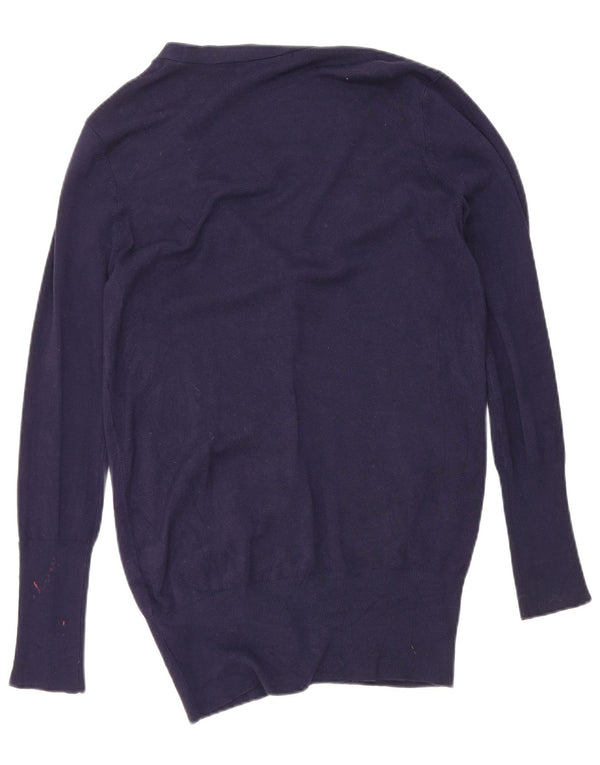 Zara Mujer Cárdigan Suéter UK 46 Grande Azul Marino Rayón