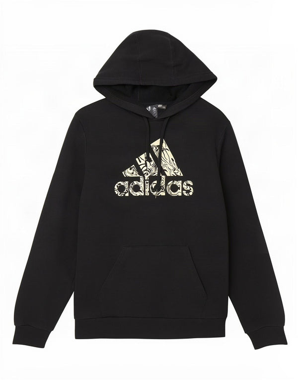 Felpa con cappuccio grafica da donna Adidas UK 14 cotone nero medio
