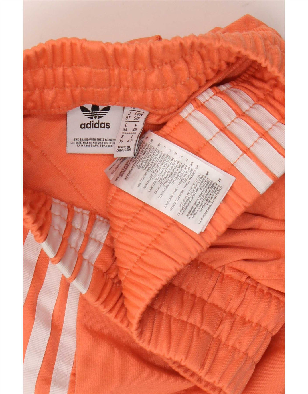 Pantaloncini sportivi da donna Adidas UK 10 Small arancione poliestere