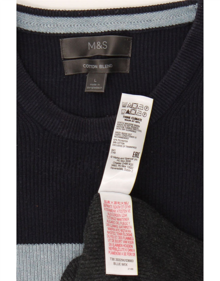 Marks & Spencer Herretrøje med rund hals, stor flerfarvet stribet