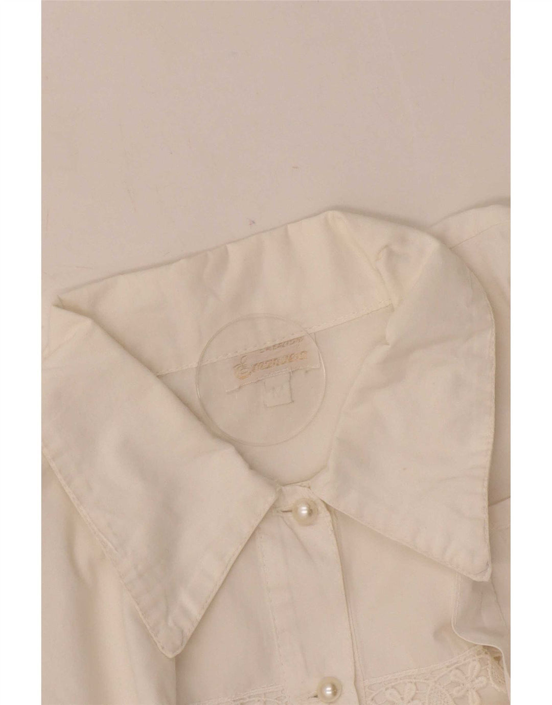 vintage Femme Chemise Blouse UK 14 Moyen Blanc Floral