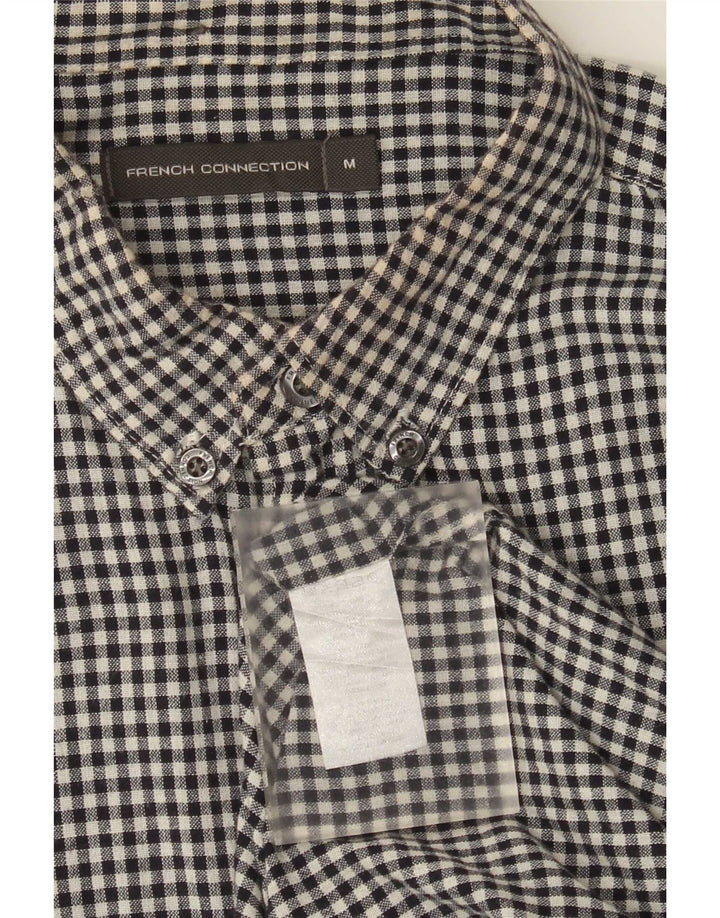 French Connection Mens Shirt Medium Black Gingham Cotton