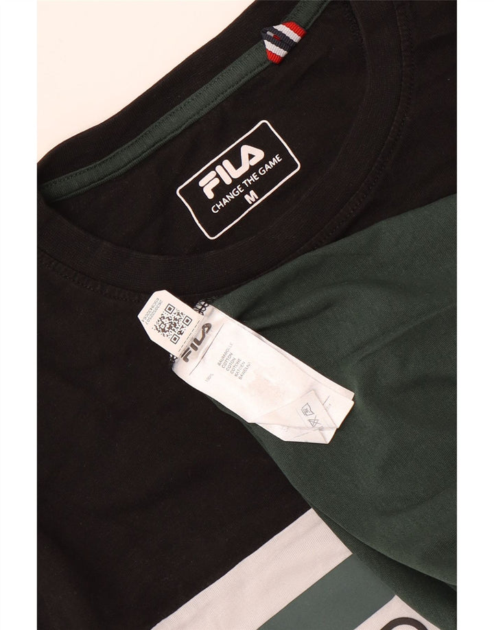 Fila Mens Graphic T-Shirt Top Medium Multicoloured Colourblock Cotton