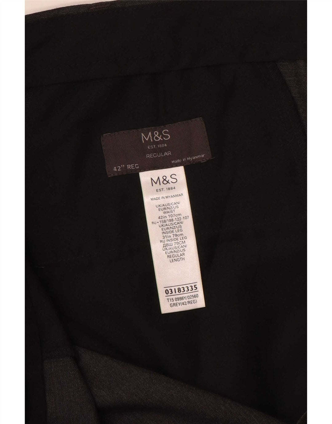 Мужские брюки стандартного костюма Marks & Spencer W42 L31 серые из полиэстера
