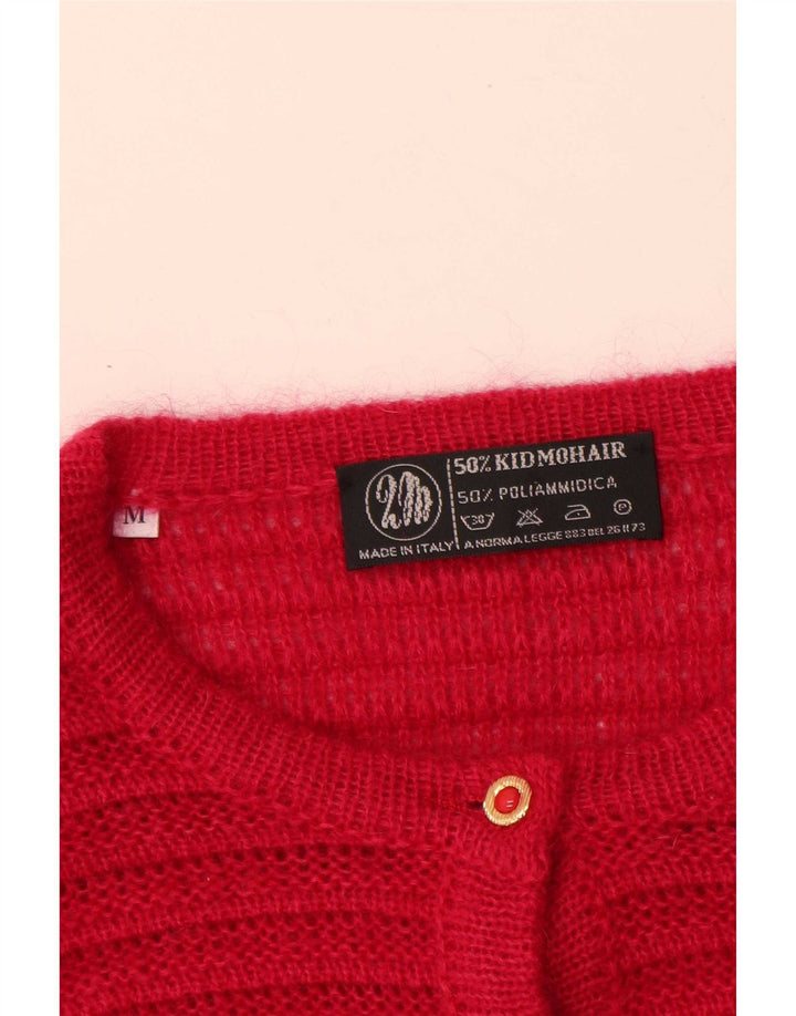 Vintage Womens Oversized Cardigan Sweater UK 14 Medium Pink Mohair