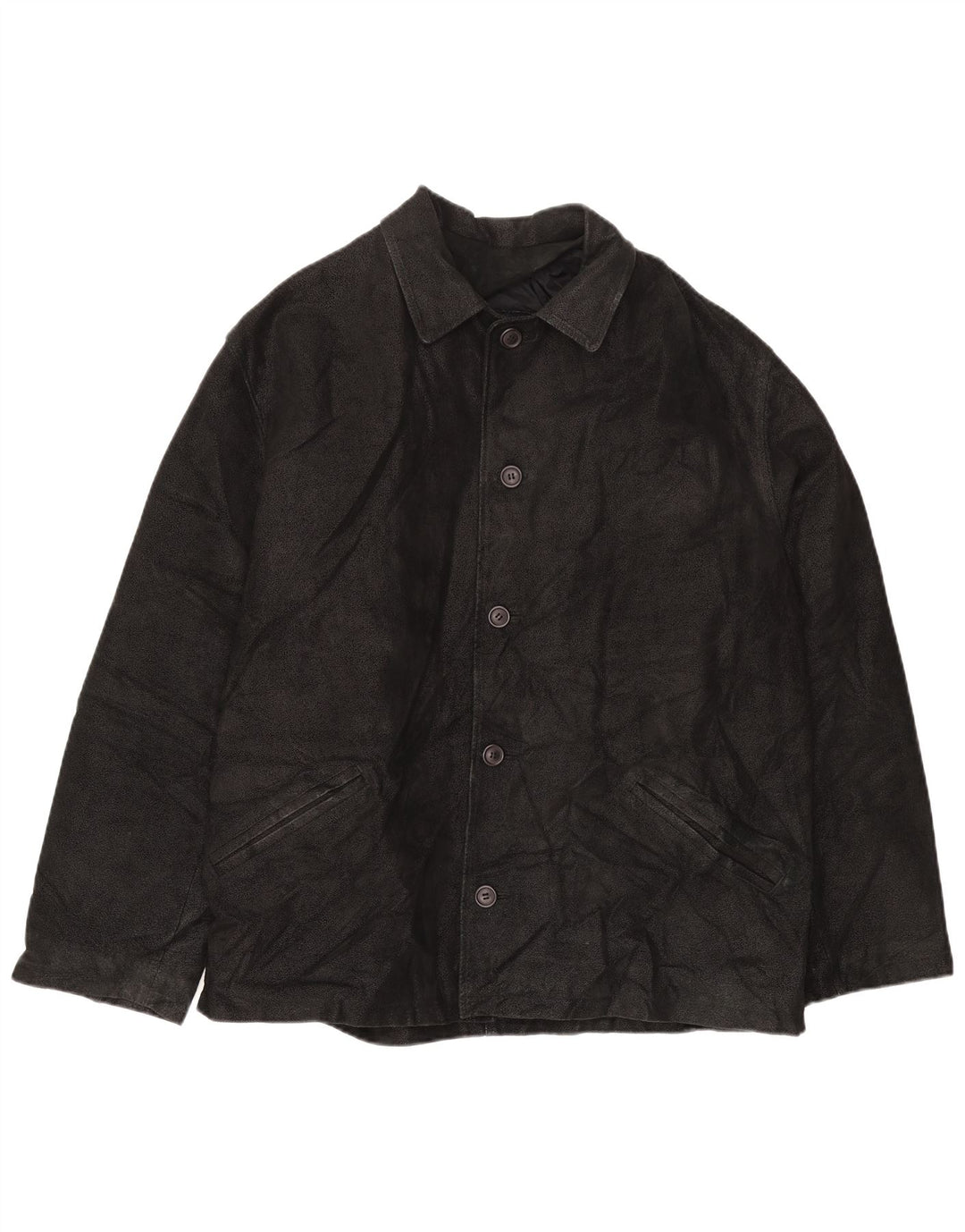 SAVE THE FOREST Mens Leather Jacket IT 54 2XL Black Leather
