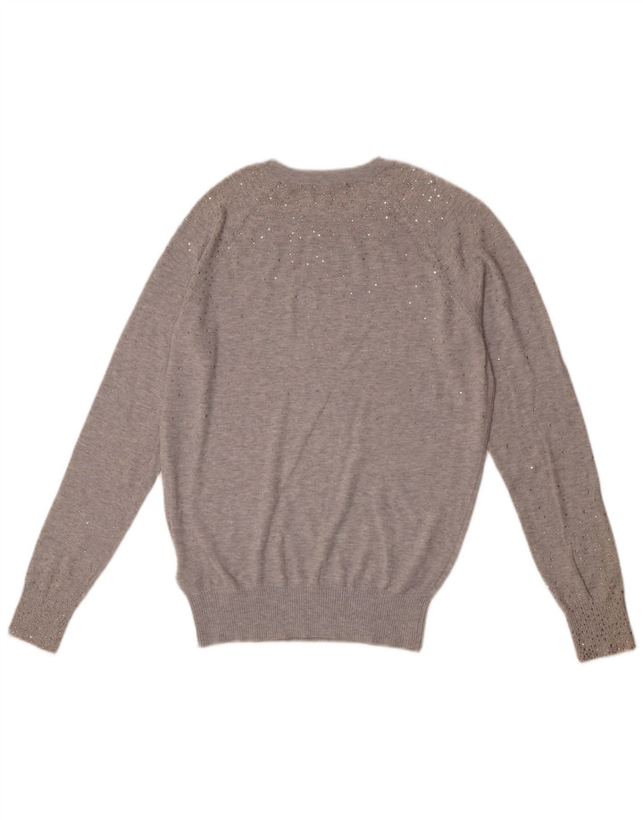 Ted Baker Womens Boat Neck Jumper Sweater Size 2 Small Grey Flecked Cotton