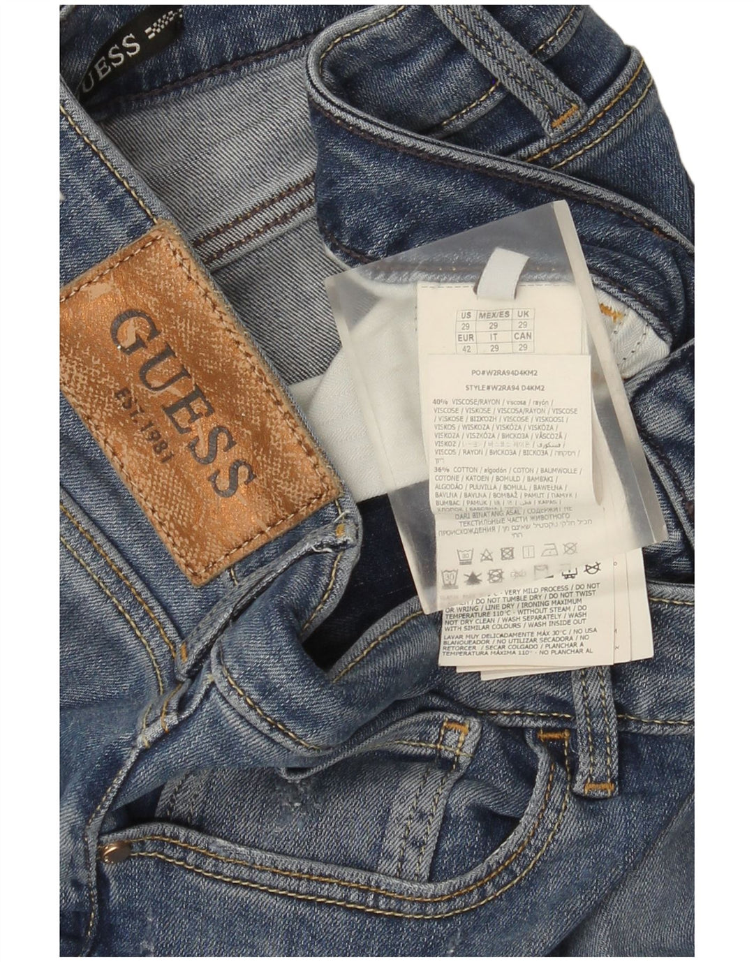 Guess Womens Skinny Jeans W29 L32 Blue Viscose