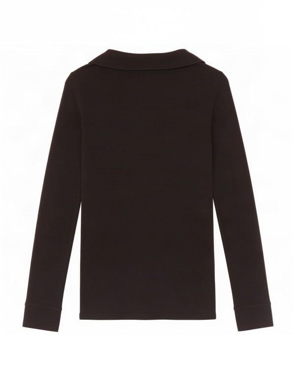 Guru Womens Long Sleeve Polo Shirt UK 12 Medium Black