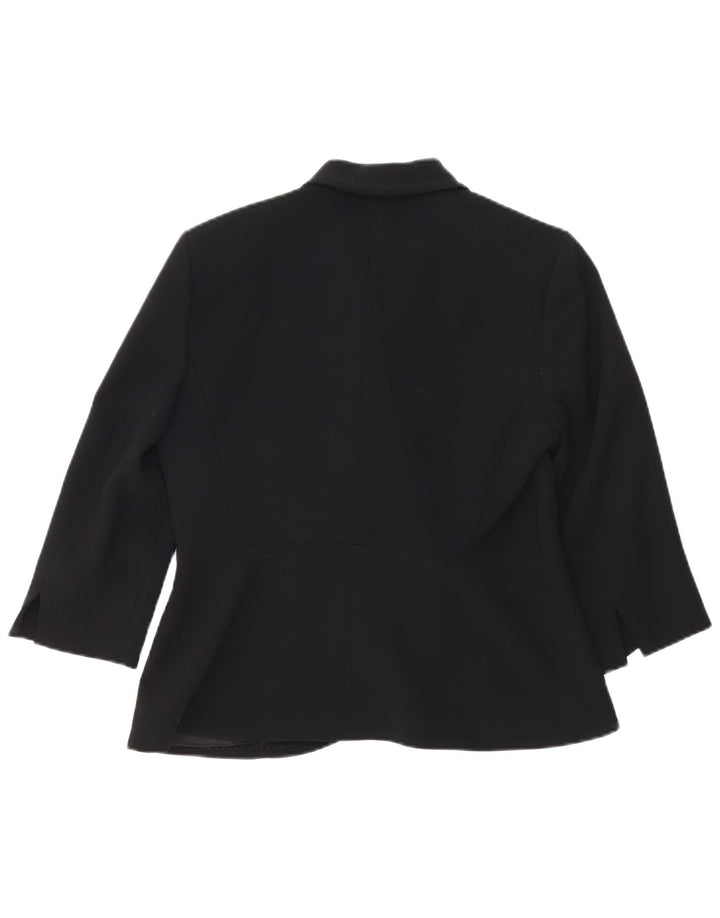 Giacca blazer da donna Max Mara con maniche a 3/4 e 1 bottone, UK 12, rayon nero medio