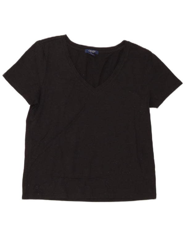Chaps T-Shirt Femme Top UK 14 Large Noir Coton