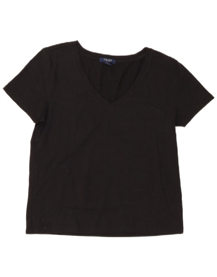 Chaps Damen T-Shirt Top UK 14 Large Schwarz Baumwolle