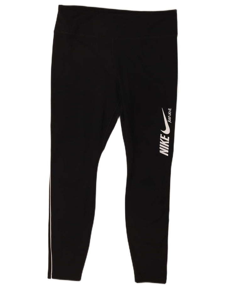 Leggings grafic Nike pentru femei UK 14, mare, negru, poliester