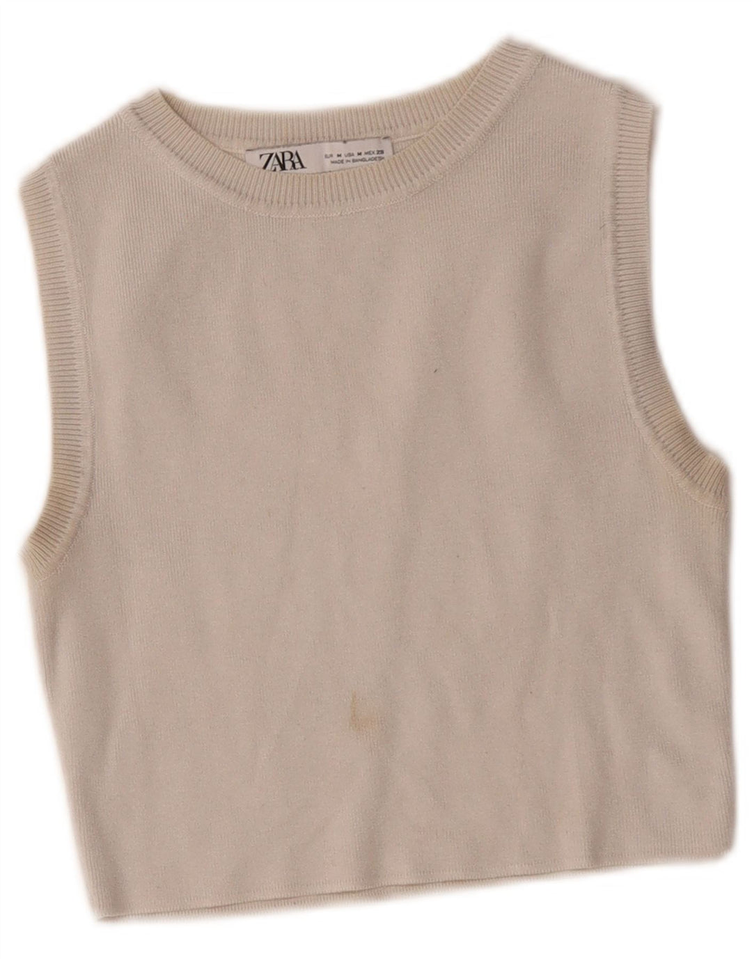 Canotta corta da donna Zara UK 12 medio bianco sporco