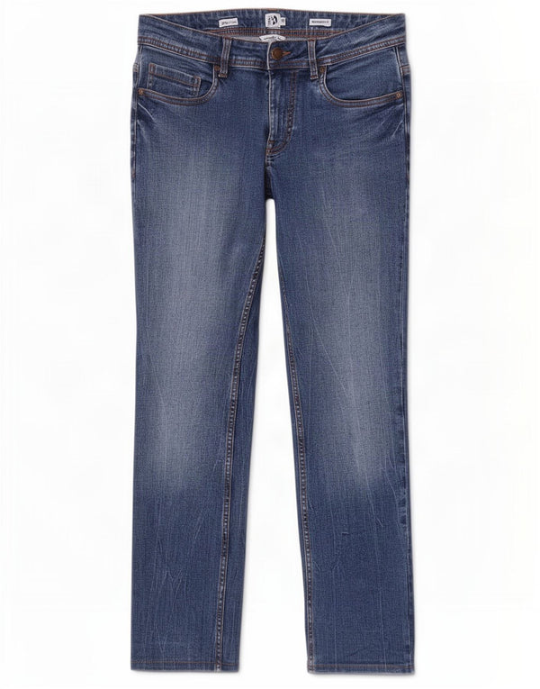 Jeans dritti da uomo dalla vestibilità regolare di Dack IT 46 Small W30 L30 in cotone blu