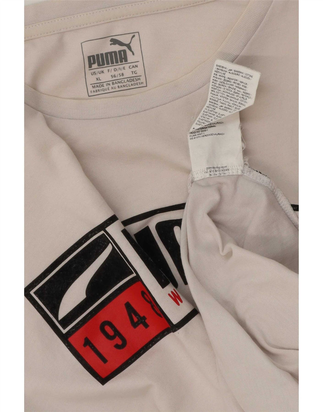 Puma Mens Graphic T-Shirt Top XL White Cotton