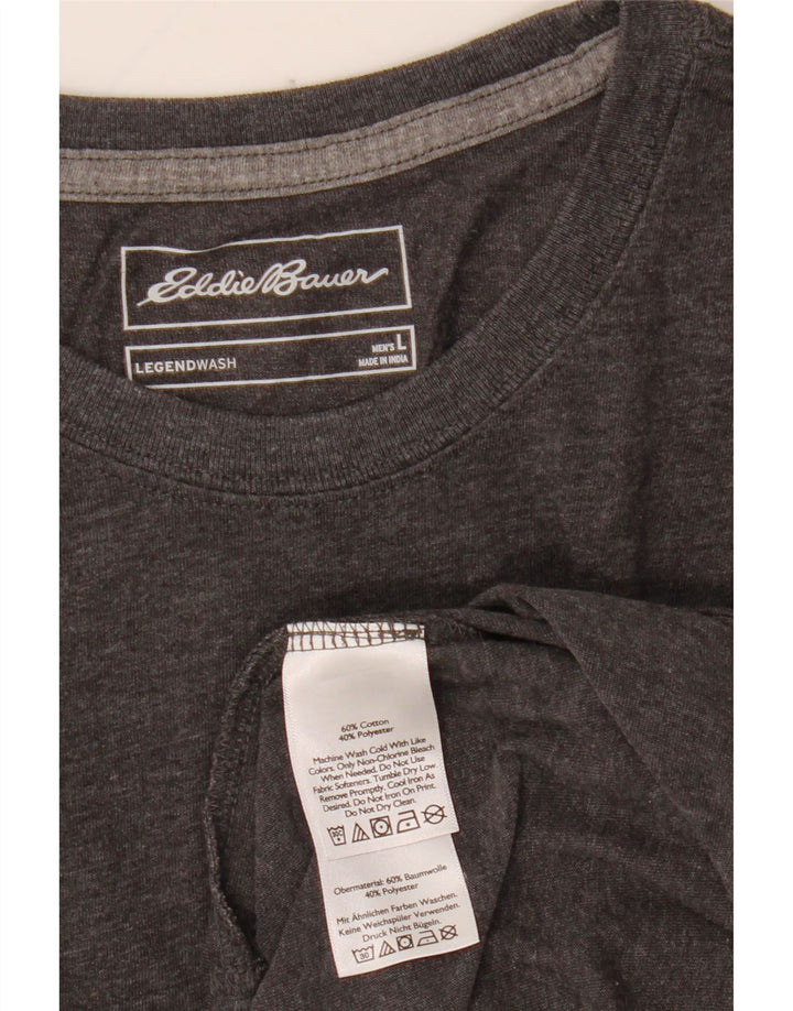 EDDIE BAUER Mens Top Long Sleeve Large Grey Cotton