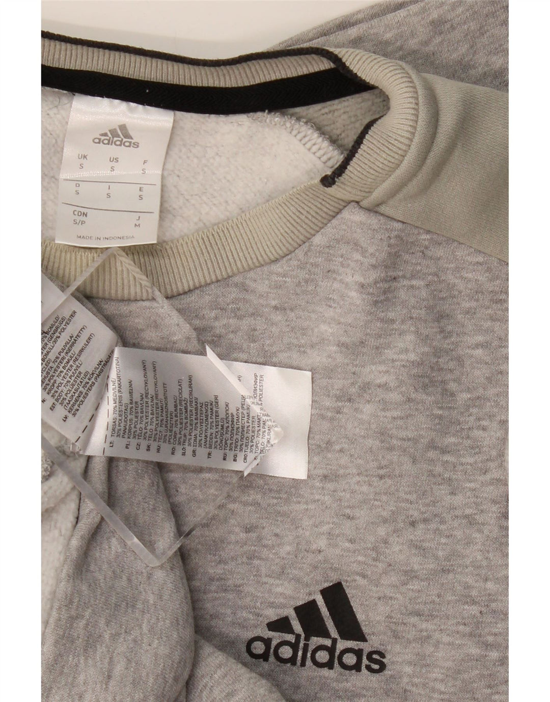 Adidas Herre Sweatshirt Jumper Small Grå Colourblock Bomuld