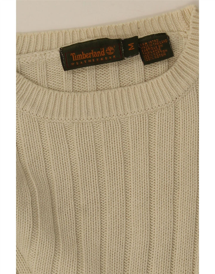 Timberland Mens Crew Neck Jumper Sweater Medium Beige Cotton