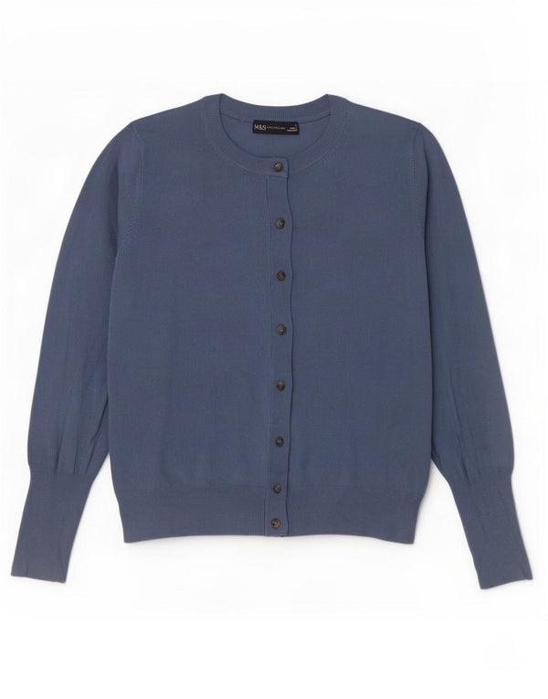Maglione cardigan da donna Marks & Spencer UK 12 Viscosa blu medio