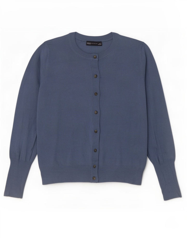 Marks & Spencer Womens Cardigan Sweater UK 12 Medium Blue Viscose