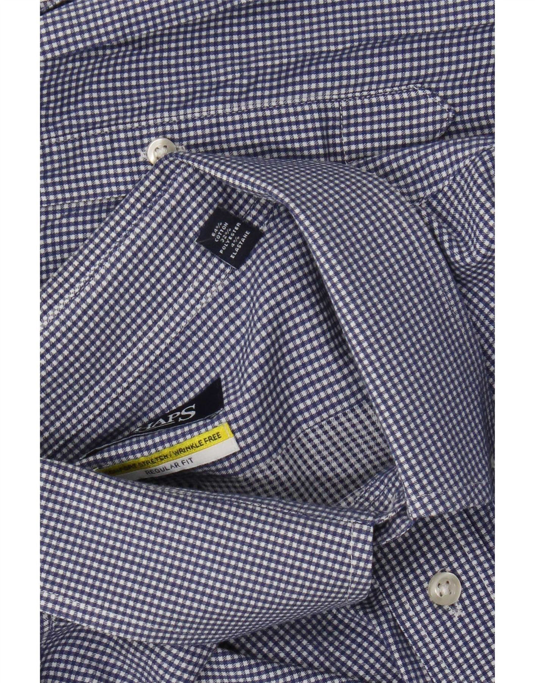 Chaps Mens Regular Fit Shirt Size 18 2XL Blue Gingham Cotton