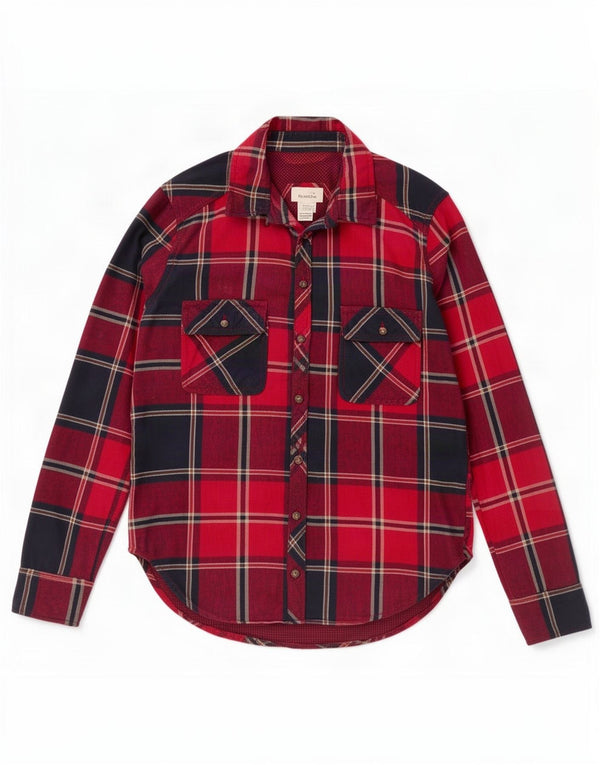 Γυναικείο πουκάμισο Abercrombie & Fitch UK 10 Small Red, καρό βαμβακερό