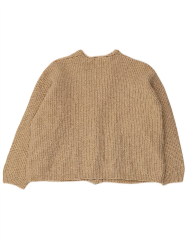 Dkny Womens Oversized Cardigan Sweater UK 10 Small Beige Wool