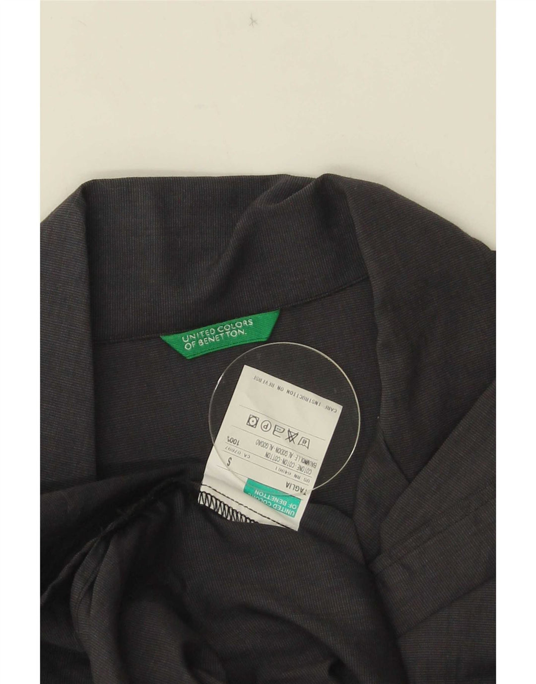 Benetton Γυναικείο πουκάμισο Oversized UK 10 Small Grey Cotton