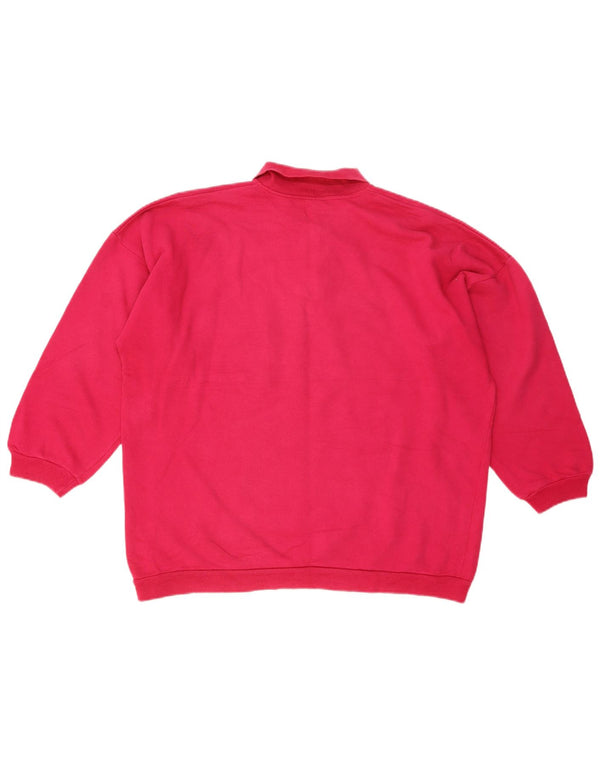 Benetton Womens Oversized Polo Neck Sweatshirt Jumper UK 10 Small Pink