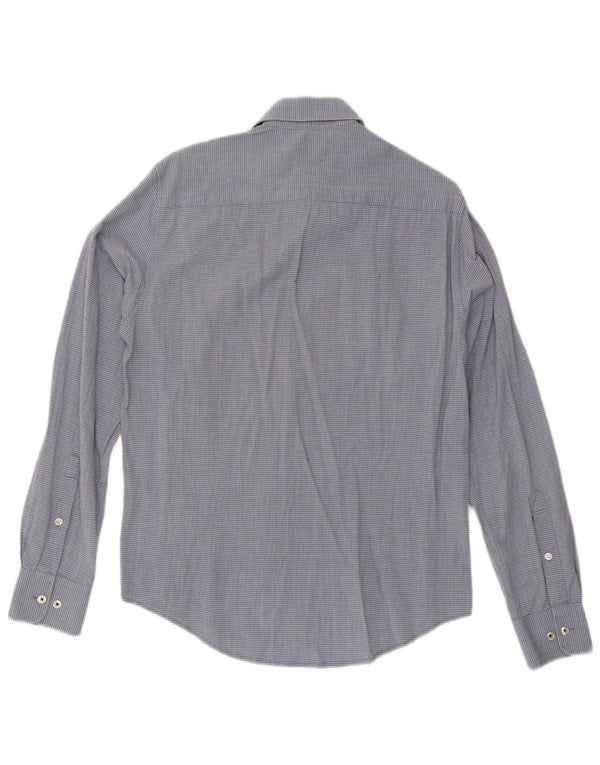 Camicia Armani Jeans da uomo su misura in cotone gessato blu medio