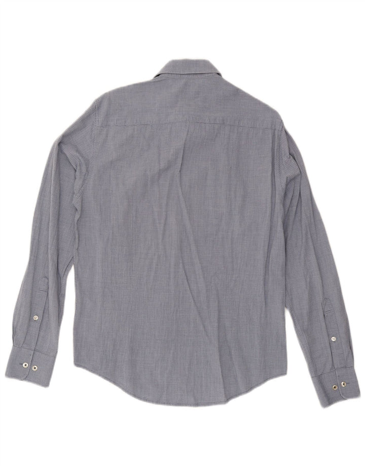 Armani Jeans Mens Custom Fit Shirt Medium Blue Pinstripe Cotton