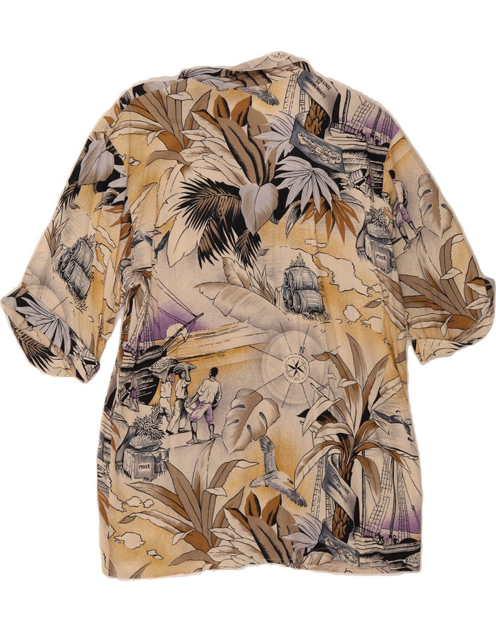 VINTAGE Womens Abstract Pattern Shirt Blouse UK 14 Large Beige Vintage Vintage and Second-Hand Vintage from Messina Hembry 