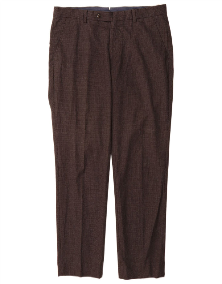 Massimo Dutti Mens Casual Trousers EU 42 Large W32 L32 Grey Houndstooth