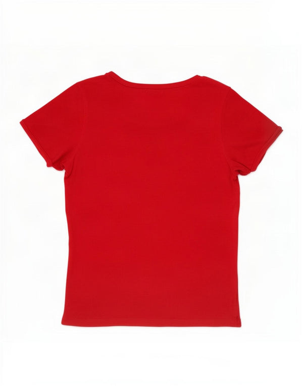 Conte of Florence Womens T-Shirt Top UK 12 Medium Red Cotton