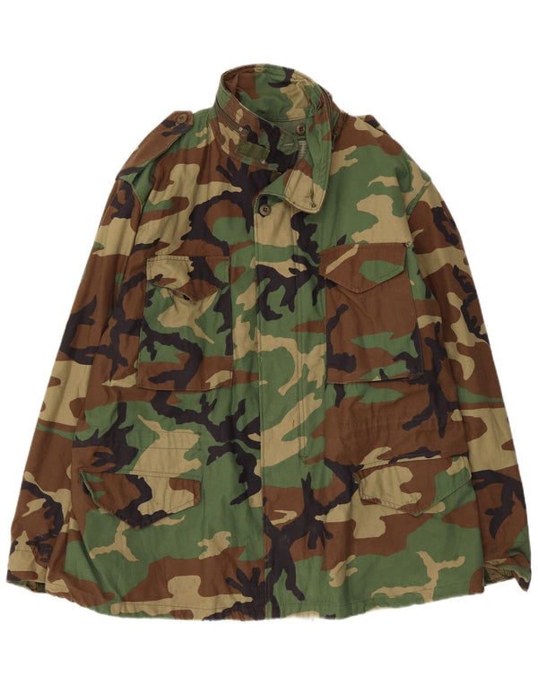 Vintage Mens Military Jacket UK 42 XL Green Camouflage Cotton