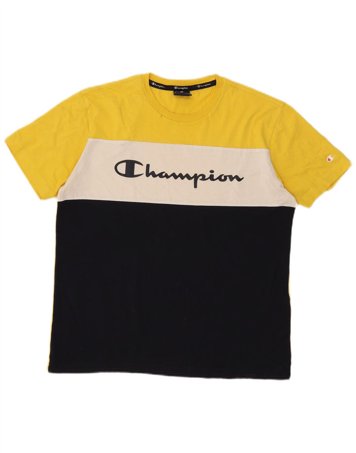 Champion Herre grafisk T-shirt Top Medium Sort Colourblock
