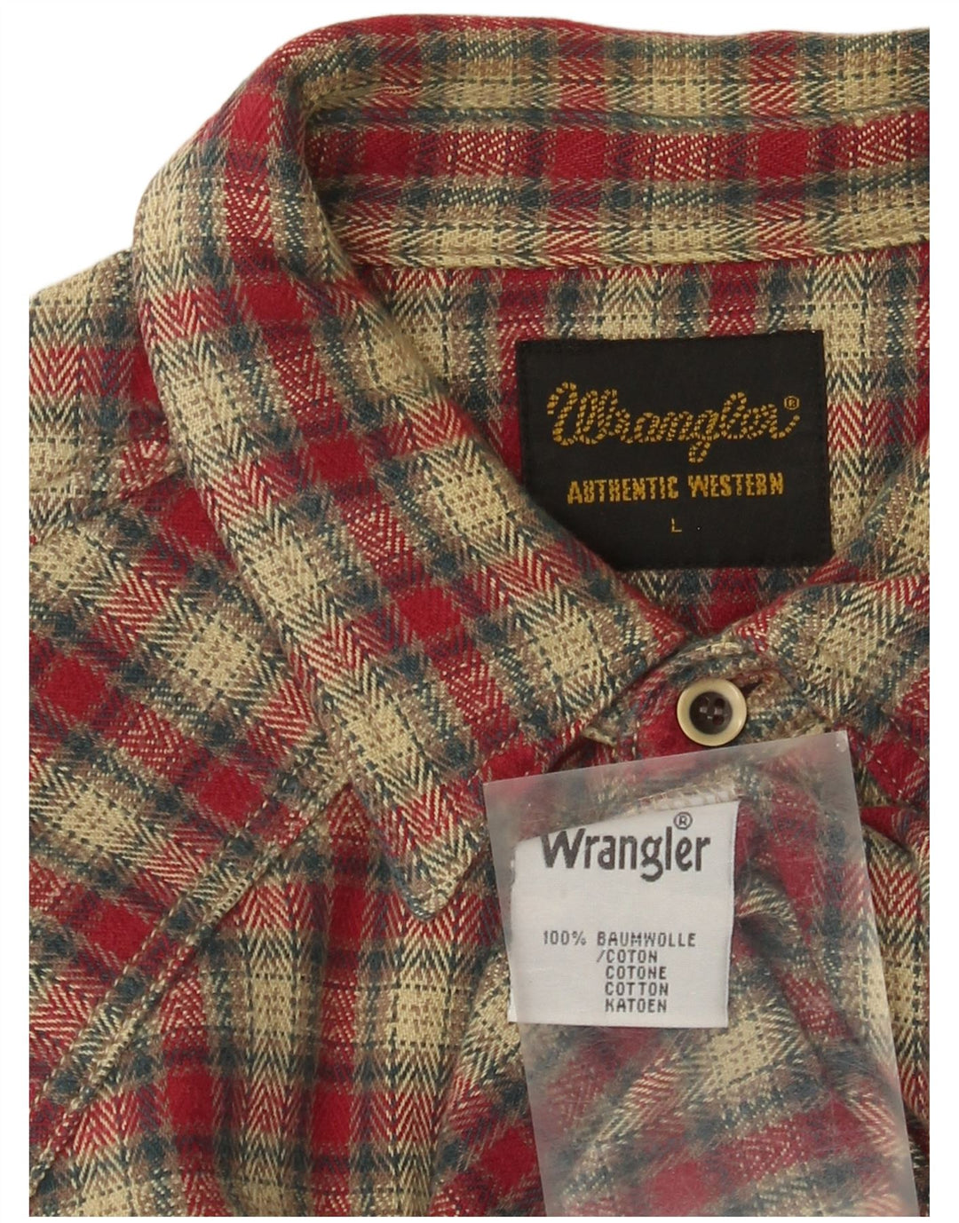 Wrangler Mens Flannel Shirt Large Red Check Cotton