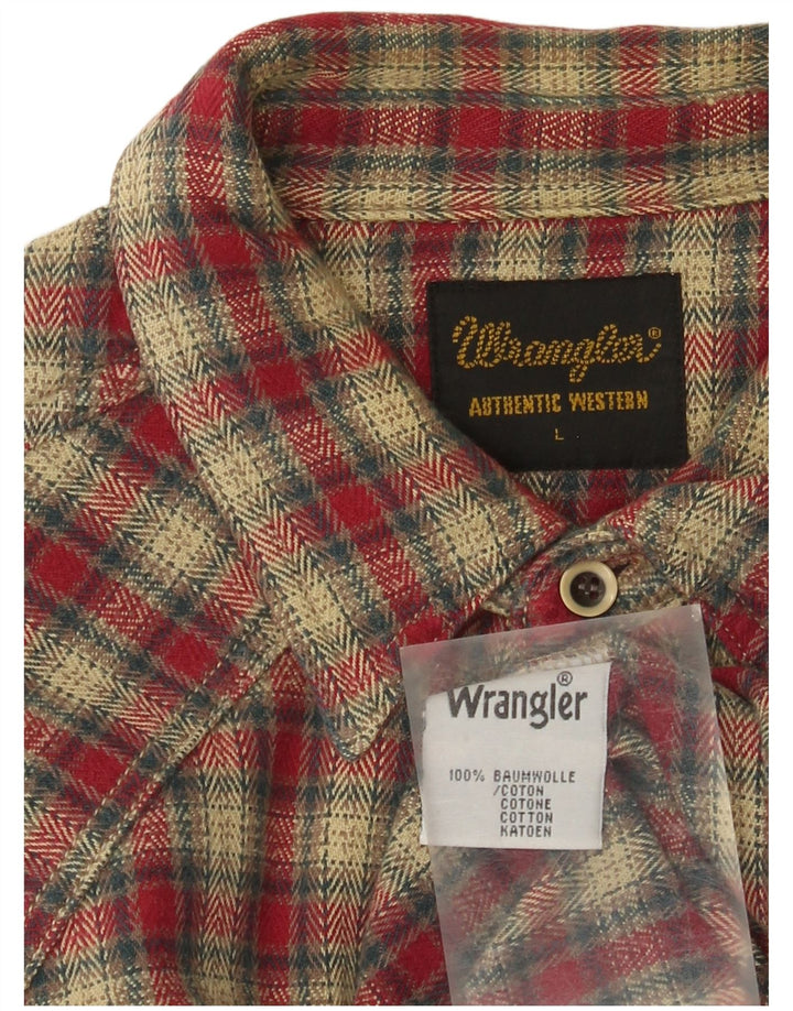 Wrangler Mens Flannel Shirt Large Red Check Cotton
