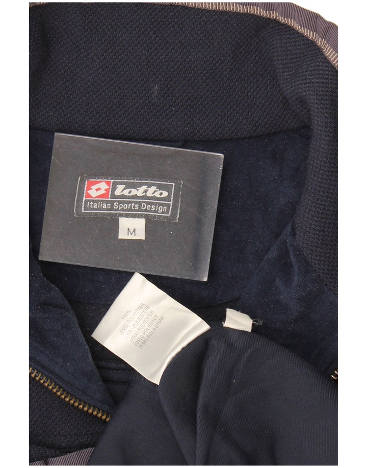 LOTTO Mens Fleece Jacket UK 38 Medium Navy Blue Colourblock Polyester